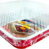 Square Red Holiday Christmas Cake Aluminum Foil Pan w/Clear Dome Lid Disposable Baking Tins (Pack of 100 Sets)