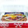 Square Red Holiday Christmas Cake Aluminum Foil Pan w/Clear Dome Lid Disposable Baking Tins (Pack of 100 Sets)