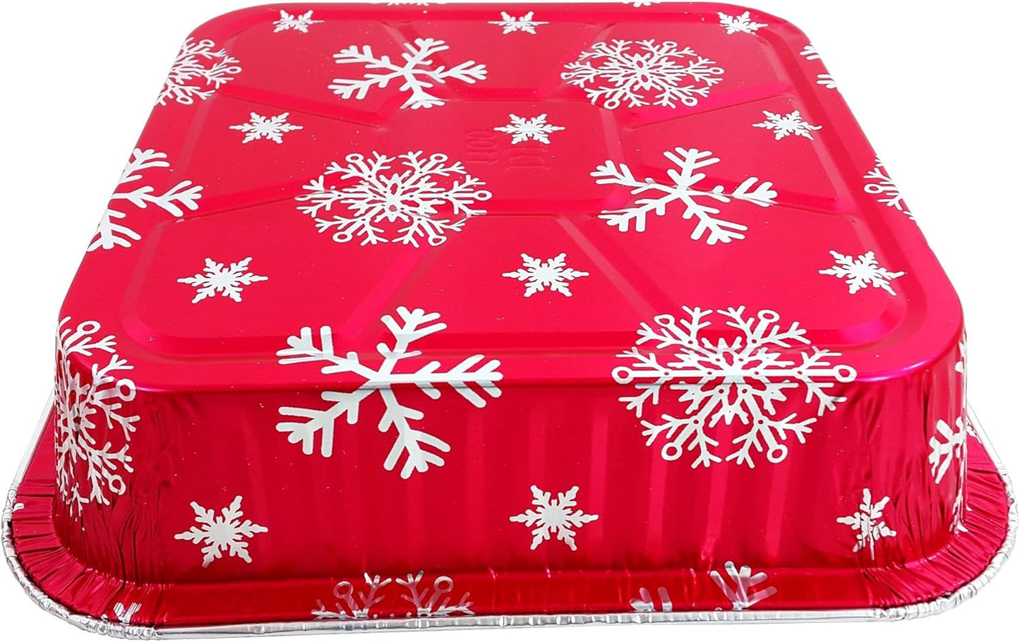 Square Red Holiday Christmas Cake Aluminum Foil Pan w/Clear Dome Lid Disposable Baking Tins (Pack of 100 Sets)