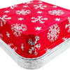 Square Red Holiday Christmas Cake Aluminum Foil Pan w/Clear Dome Lid Disposable Baking Tins (Pack of 100 Sets)