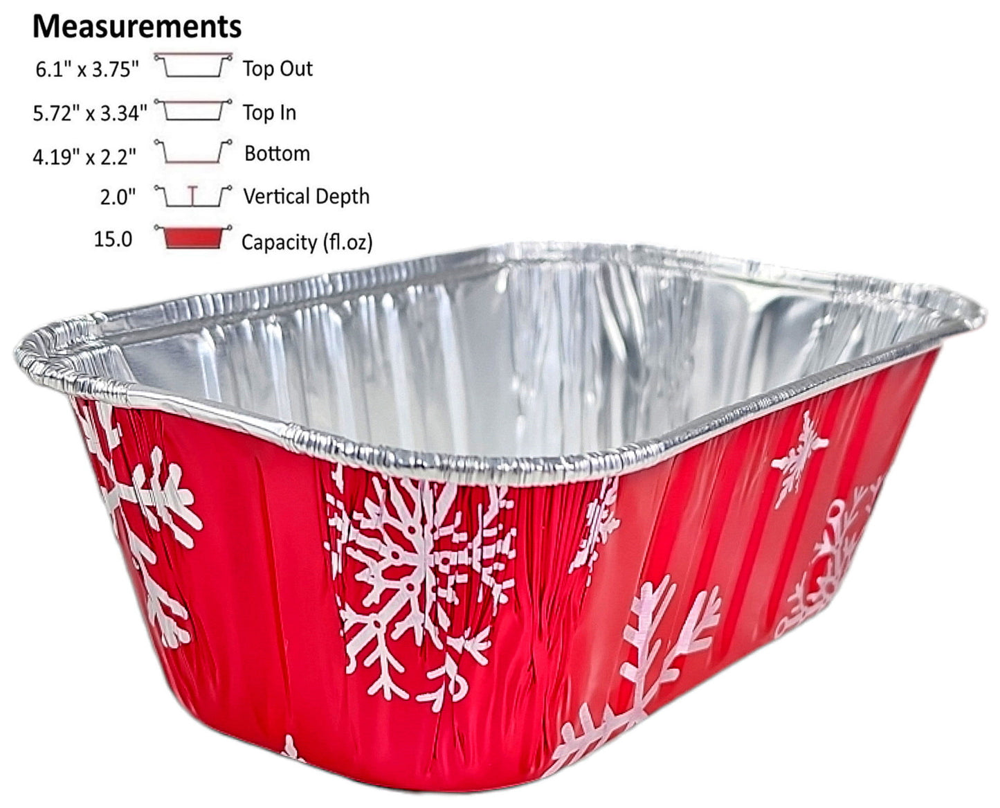 1 lb. Red Holiday Mini-Loaf Snowflake Pan (NO LIDS) 200/CS