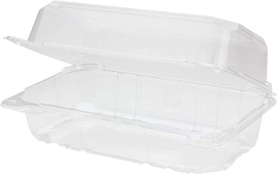 Karat 9"x5" Clear PET Hinged Food Containers - 250/CASE