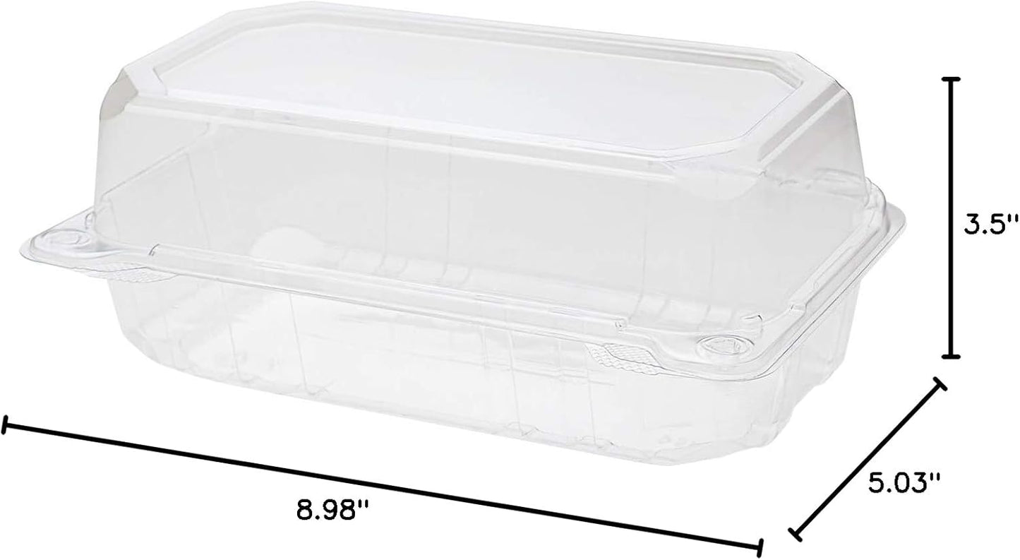 Karat 9"x5" Clear PET Hinged Food Containers - 250/CASE