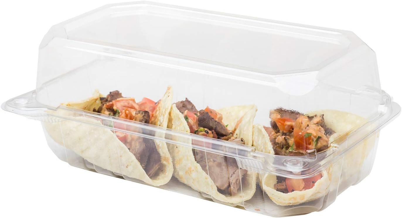 Karat 9"x5" Clear PET Hinged Food Containers - 250/CASE
