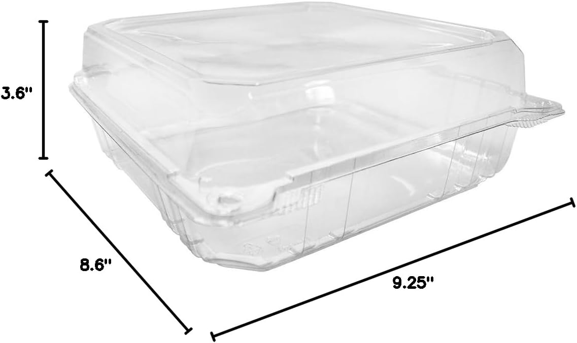 Karat 9"x9" Clear PET Hinged Food Containers - 200/CASE
