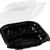 Karat 9"x9" (3-Compartments) Premium PP Hinged Container, Take Out Food Containers - 150/Case