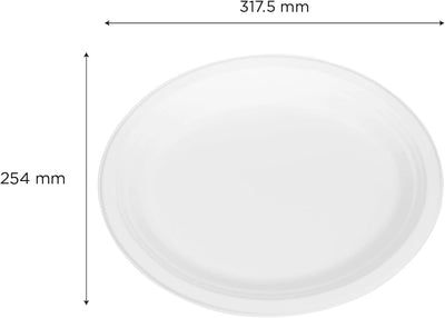 12.5''x10'' PFAS Free Compostable Bagasse Oval Plates 500/Case