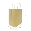 MEDIUM 12.2"x14"x7.5" Natural Brown Paper Shopping Bag with Handles - 250/CS