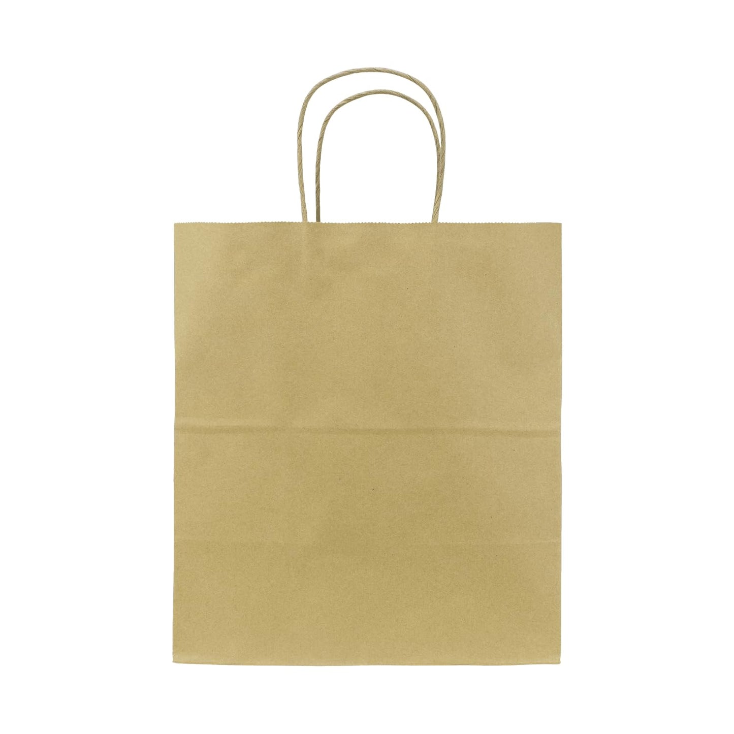 MEDIUM 12.2"x14"x7.5" Natural Brown Paper Shopping Bag with Handles - 250/CS