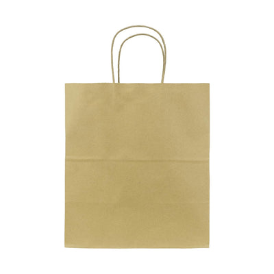 MEDIUM 12.2"x14"x7.5" Natural Brown Paper Shopping Bag with Handles - 250/CS