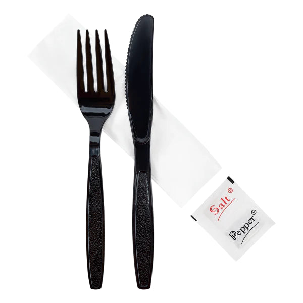 Heavy-Weight Black Cutlery Kit 5 Pieces PS - 250/Case