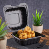 KARAT 6x6x3 Black Mineral Filled Clamshell Hinged Container 400/CS