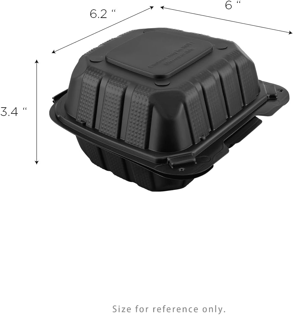 KARAT 6x6x3 Black Mineral Filled Clamshell Hinged Container 400/CS
