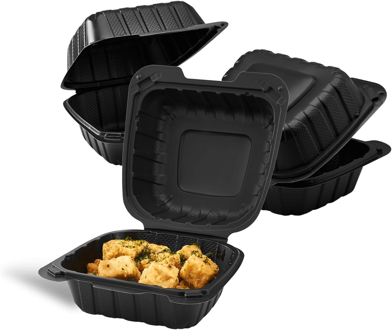 KARAT 6x6x3 Black Mineral Filled Clamshell Hinged Container 400/CS