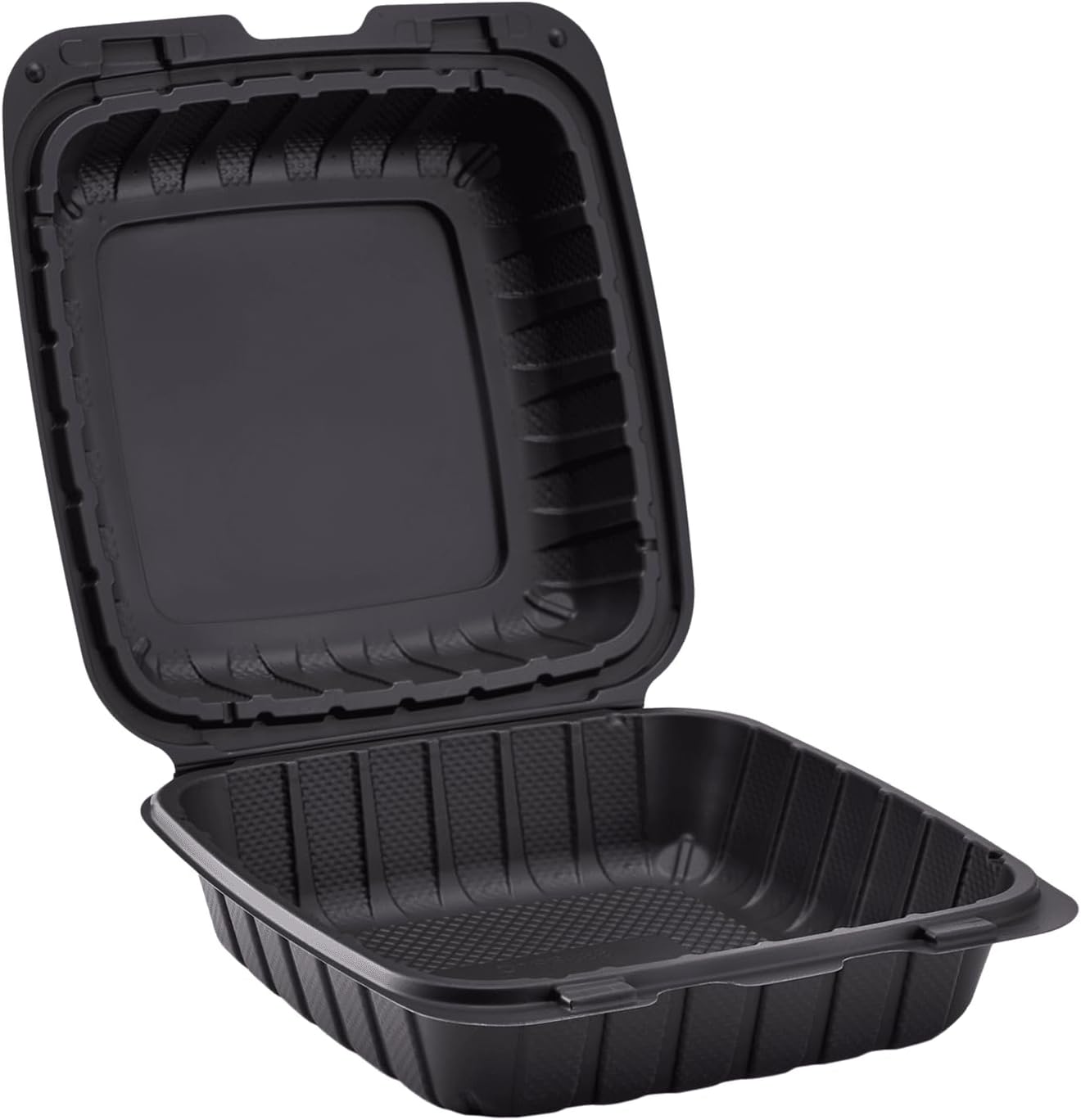 KARAT 8x8x3 Medium Black Mineral Filled Clamshell Hinged Container 200/CS