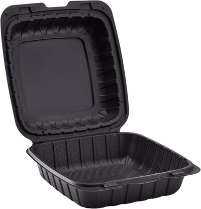 KARAT 8x8x3 Medium Black Mineral Filled Clamshell Hinged Container 200/CS