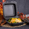 KARAT 8x8x3 Medium Black Mineral Filled Clamshell Hinged Container 200/CS