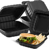 KARAT 8x8x3 Medium Black Mineral Filled Clamshell Hinged Container 200/CS