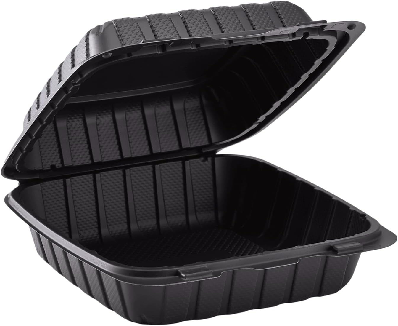 KARAT 8x8x3 Medium Black Mineral Filled Clamshell Hinged Container 200/CS