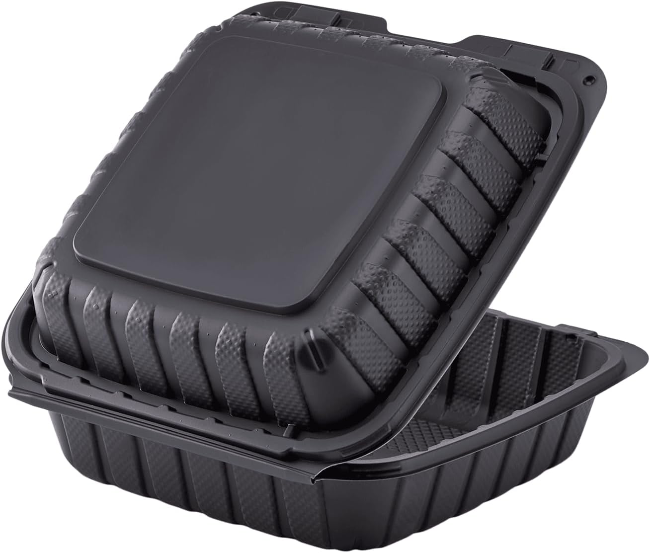 KARAT 8x8x3 Medium Black Mineral Filled Clamshell Hinged Container 200/CS