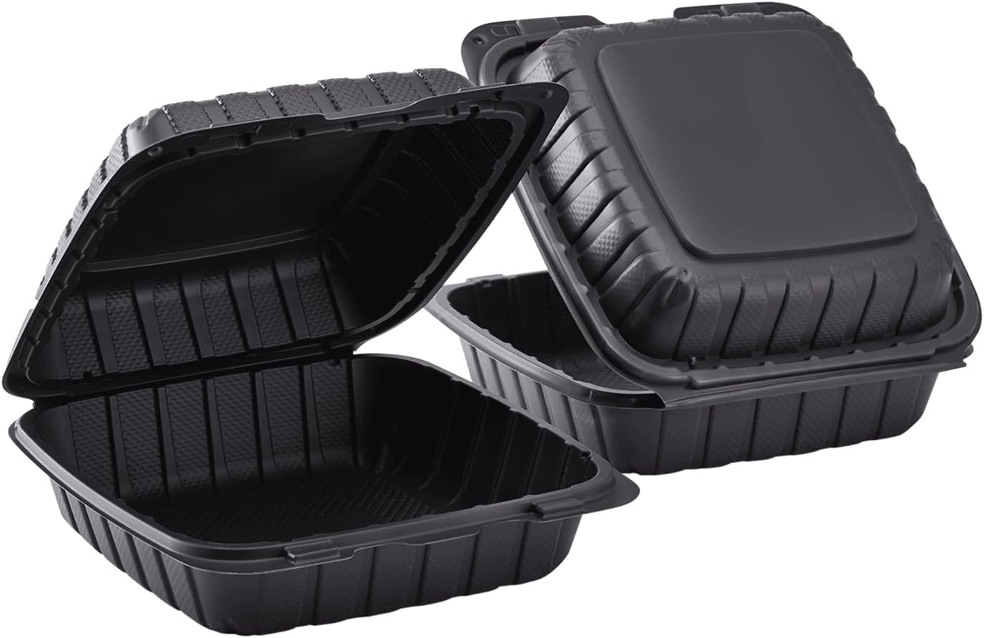 KARAT 8x8x3 Medium Black Mineral Filled Clamshell Hinged Container 200/CS
