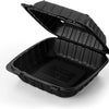 KARAT 8x8x3 Medium Black Mineral Filled Clamshell Hinged Container 3-Compartment 200/CS