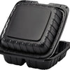 KARAT 8x8x3 Medium Black Mineral Filled Clamshell Hinged Container 3-Compartment 200/CS