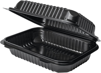 KARAT 9x6x3 Large Black Mineral Filled Clamshell Hinged Container 250/Case