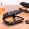 KARAT 9x6x3 Large Black Mineral Filled Clamshell Hinged Container 250/Case