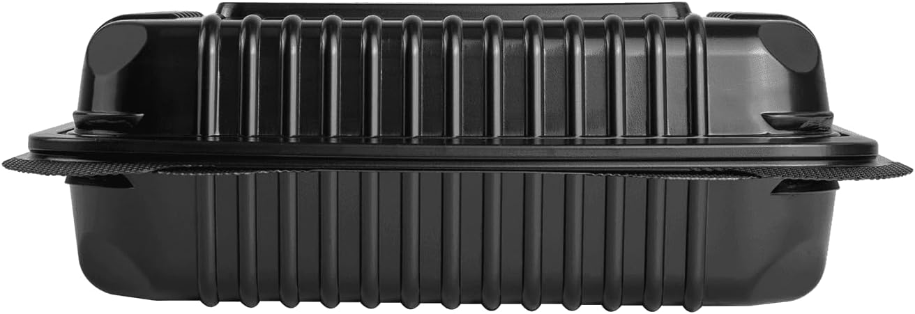 KARAT 9x6x3 Large Black Mineral Filled Clamshell Hinged Container 250/Case