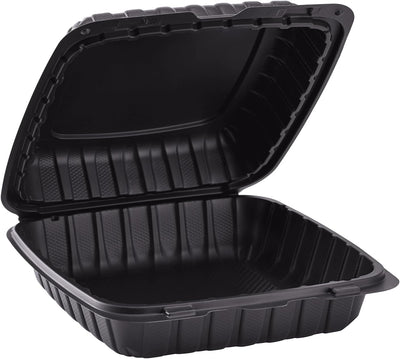 KARAT 9x9x3 Large Black Mineral Filled Clamshell Hinged Container 120/CS