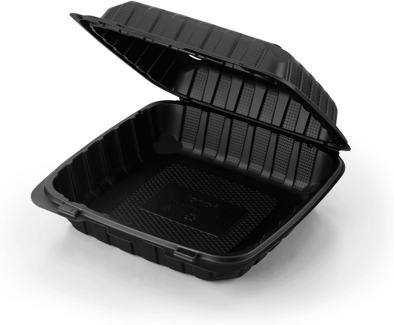 KARAT 9x9x3 Large Black Mineral Filled Clamshell Hinged Container 120/CS