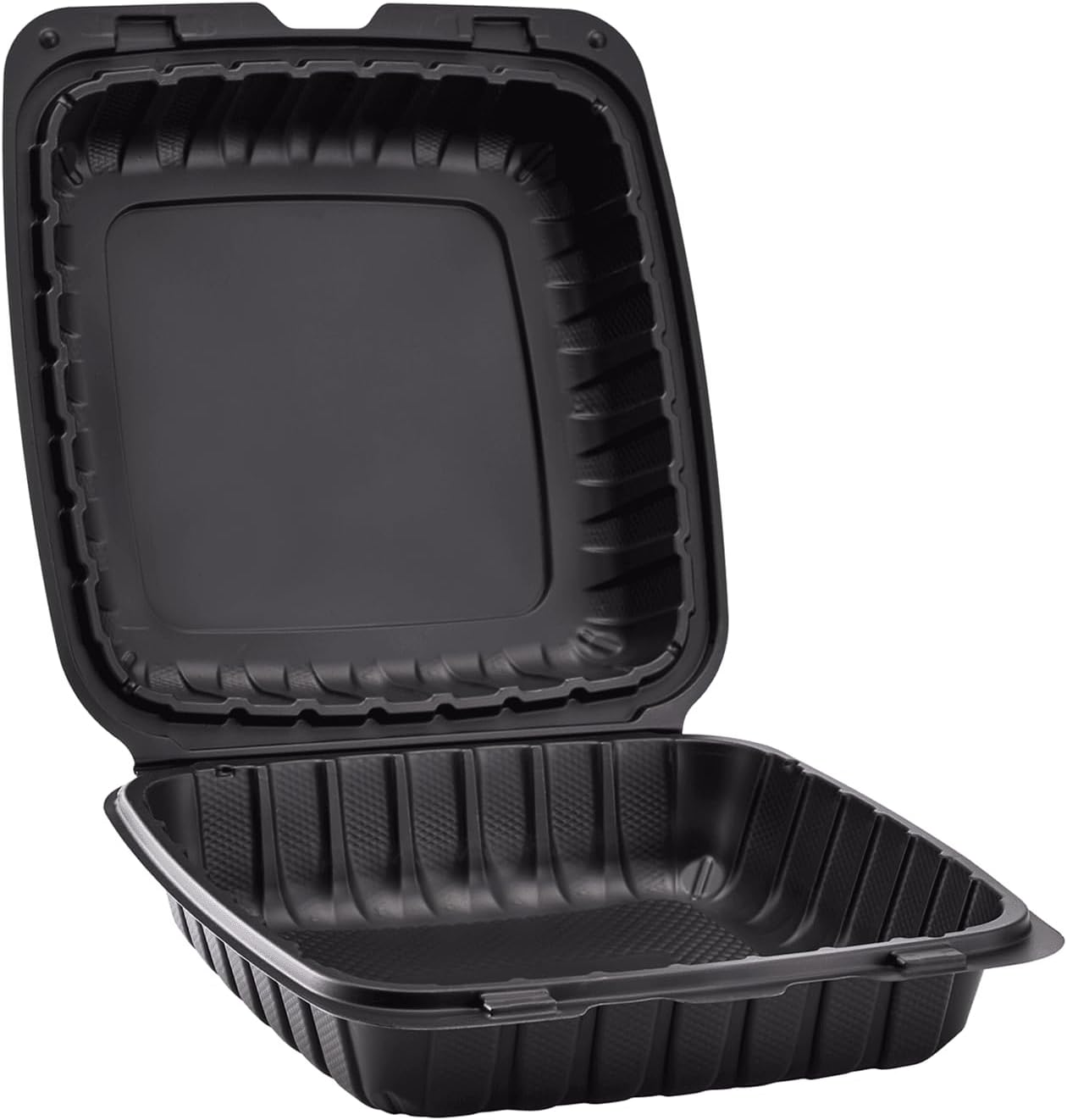 KARAT 9x9x3 Large Black Mineral Filled Clamshell Hinged Container 120/CS