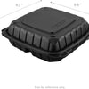 KARAT 9x9x3 Large Black Mineral Filled Clamshell Hinged Container  3-Compartment 120/CS