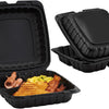 KARAT 9x9x3 Large Black Mineral Filled Clamshell Hinged Container  3-Compartment 120/CS