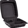 KARAT 9x9x3 Large Black Mineral Filled Clamshell Hinged Container  3-Compartment 120/CS