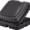 KARAT 9x9x3 Large Black Mineral Filled Clamshell Hinged Container  3-Compartment 120/CS