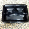 38 oz. Large 3-Compartment Rectangular Black Container w/Lid Combo 150/Case