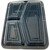 38 oz. Large 3-Compartment Rectangular Black Container w/Lid Combo 150/Case