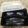 38 oz. Large 3-Compartment Rectangular Black Container w/Lid Combo 150/Case