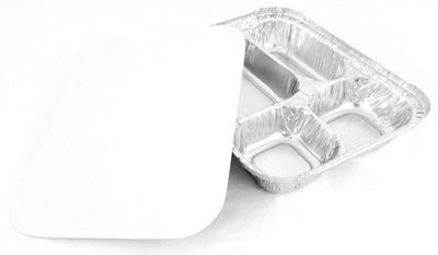 Handi-Foil 4 Compartment Oblong Take-Out Pan w/Board Lid Combo Pack 250/CS