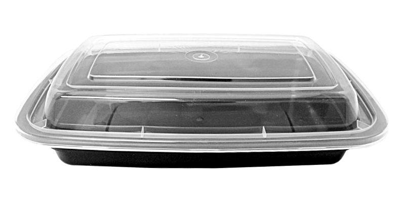 16 oz. Rectangular Black Container w/Lid Combo 150/CS