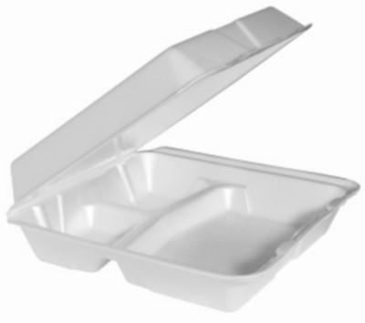 9x9 Large Foam Hinged Container 3 Compartment 200/CS
