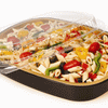 3 lb. Medium Black and Gold Entrée Foil Pan w/Clear Dome Lid 50/CS