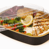 4 lb. Large Black and Gold Entrée Foil Pan w/Clear Dome Lid 50/CS
