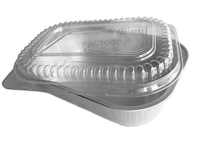 Handi-Foil 1 lb. Mini Oblong Sliver Foil Pan w/Clear Dome Lid 100/CS