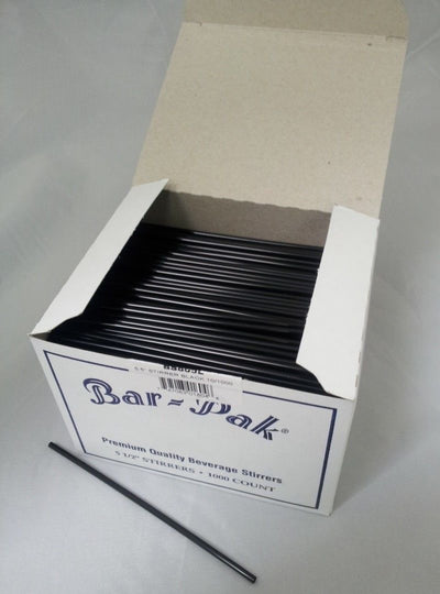 5.5" Black Slim Drink Stirrer 1000/PK