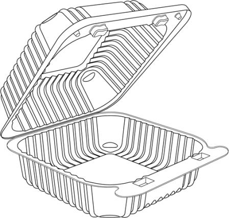 5" Square Medium Clear Hinged Container 