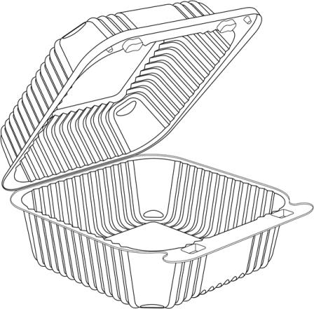 6" Large Square Clear Hinged Container 500/CS