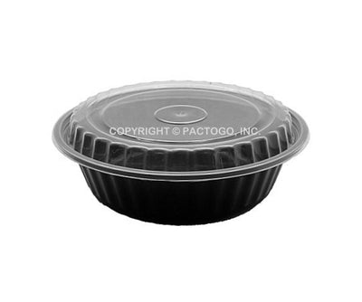 16 oz. 6" Round Black Container w/Lid Combo 150/CS